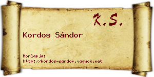 Kordos Sándor névjegykártya