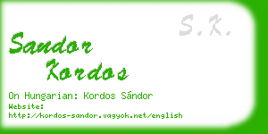 sandor kordos business card